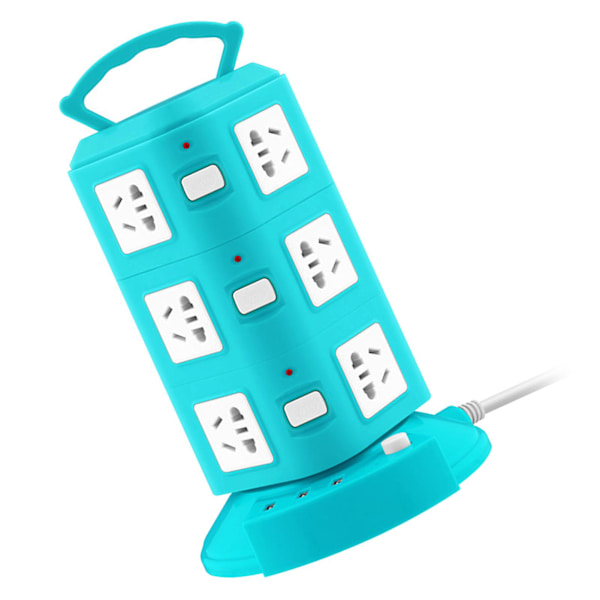 Monitoiminen pistorasia, jossa USB-portti, ylikuormitussuoja, 220 V, 10 A, vihreä