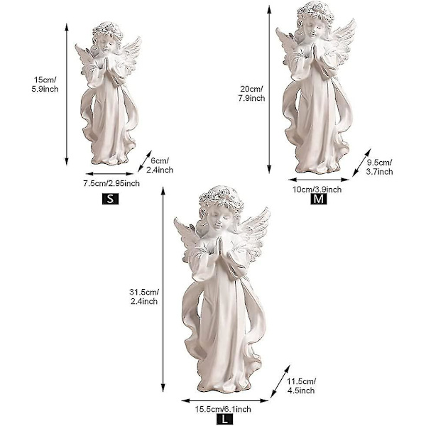 Harpiks Skytsengel Figur - Havefigur - Vinger - Sød Pige