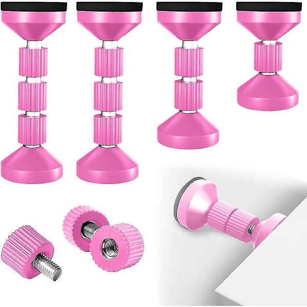 4-pak (rosa) Anti-vibrasjonsjusterbare gjengede sengebunner, 42 mm-110 mm, Justerbar hodegavlstativ for seng, skap, sofa, hodegavl