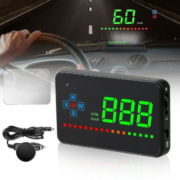 Bil Digital Gps Speedometer Head Up Display Overspeed Mph/km Trett Varning Alarm