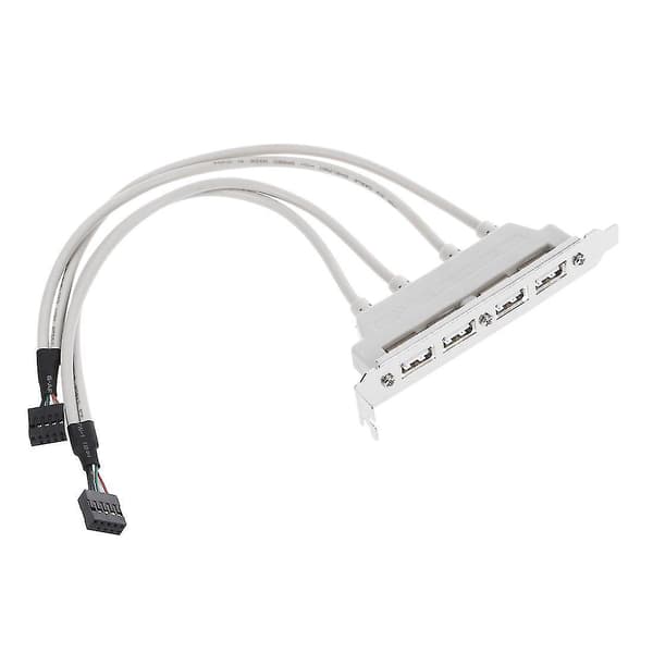 Dual Motherboard 9pin Header Til 4port Usb 2.0 Hun Adapterkabel Pci Bracket