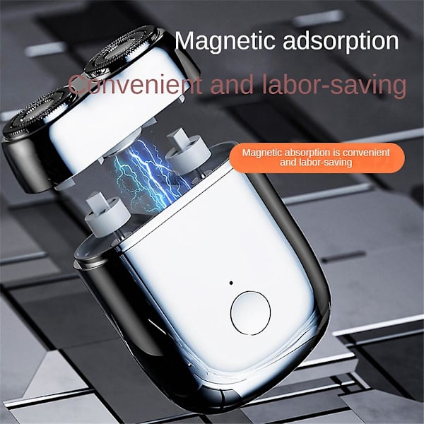 Bærbar Elektrisk Barbermaskin for Menn - Mini Magnetisk Automatisk Elektrisk Barbermaskin silver