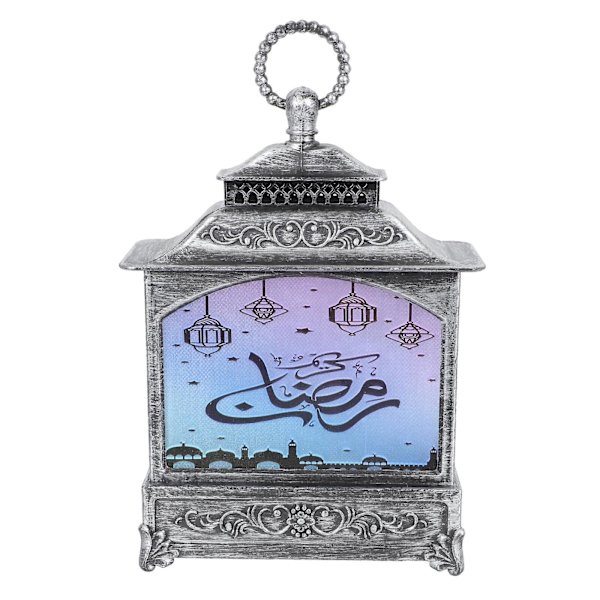 Muovinen Ramadan-juhlan yöpöytälamppu Makuuhuoneen lyhty Yksinkertainen työpöydän lyhty silver