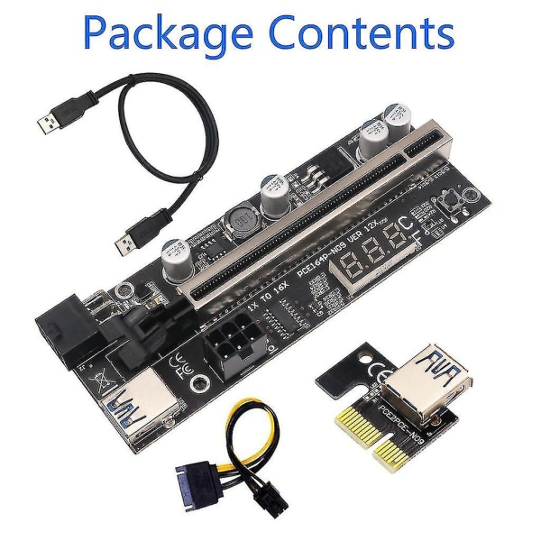 Pci Express Riser Card Pcie lämpötilanäytöllä USB 3.0 -sovittimella kaivostoimintaan