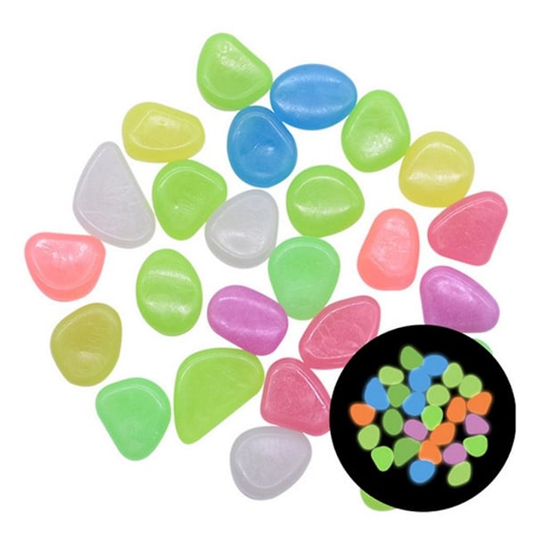 100 stk Glow In The Dark-stein, selvlysende steiner for hage, akvarium, dekor