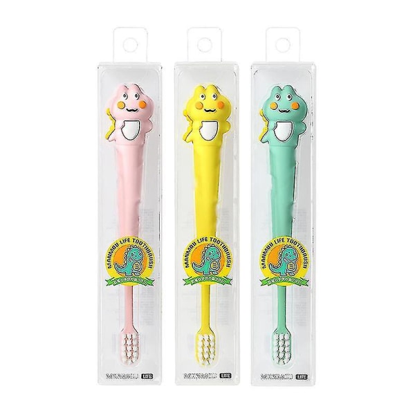 Kids Toothbrush - 3 Pack - Soft Bristles, Bpa Free, Boys And Girls Toddler Toothbrush - Age 3+pink Green Yellow