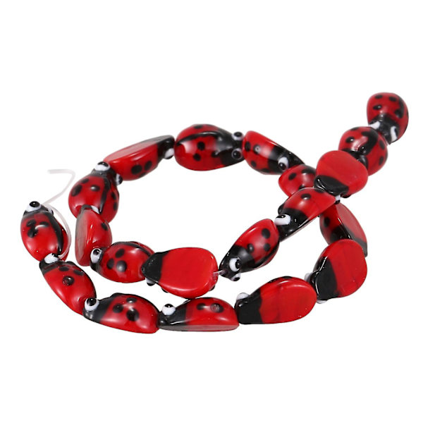 20 stk. Lampwork Glasperler Rød 15x10mm