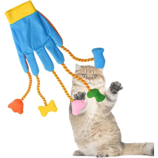 Cat Teaser hansker, Cat Interactive Toy, Iq Forbedring av kjæledyrtilbehør med bjelle, Kattehanske leketøy Plysjleker for små hunder, valp, innekatter