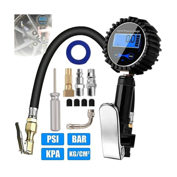 Digital Dæktryksmåler Luftkompressor Pumpe LCD Display LED Baggrundsbelysning Køretøjs Tester M