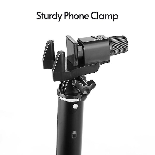 2 i 1 bærbar sammenleggbar telefon Selfie Stick-stativ 7-seksjoner 113 cm 360 graders dreibart kulehode med telefonklemme fjernkontroll