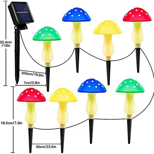 Solcelle Svampe Lysstreng Udendørs Have Led Svampeformet Lys