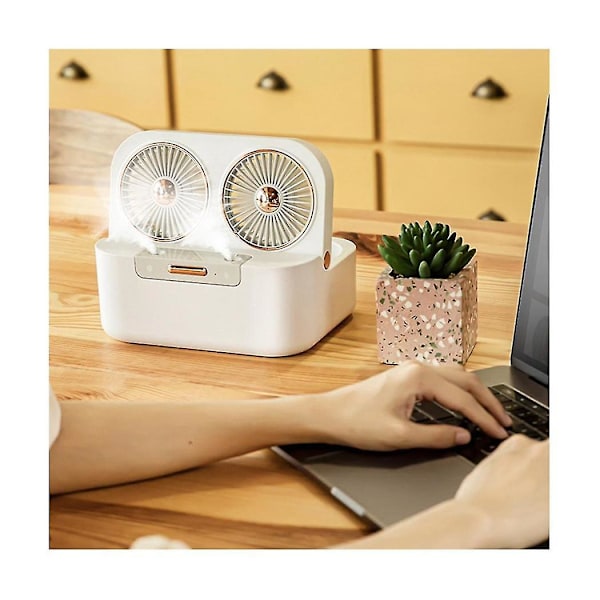 Sommar Cool Dubbelbladig Sprayfläkt USB Skrivbordsfläkt Luftkonditionering Kontor Portabel Vattenkyld Mu