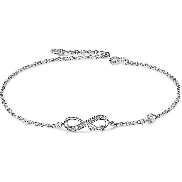 Infinity ankelarmbånd for kvinner, 925 sterling sølv sjarm justerbar ankel