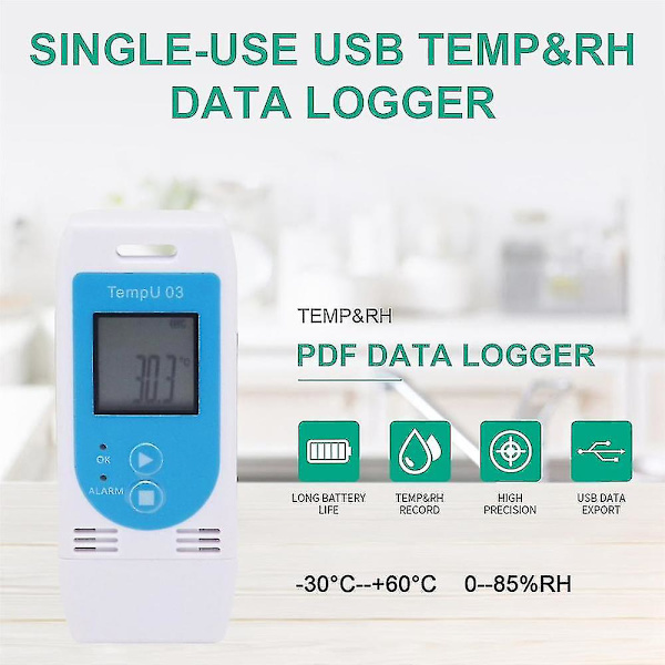 Tempu 03 Usb Temperatur- og Fugtigheds Datalogger Genanvendelig Rh Temp Datalogger Recorder Humiture Recordi
