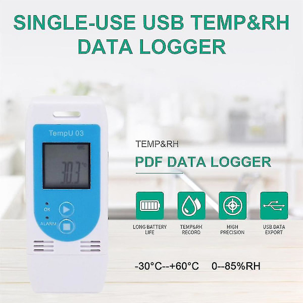 Tempu 03 Usb Temperatur- og fuktighetsdatalogger Gjenbrukbar Rh Temp Datalogger Opptaker Humiture Recordi