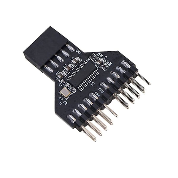 Moderkort Usb 9pin Usb 2.0 Hona Svart Gränssnittshuvud Splitter 1 Till 2