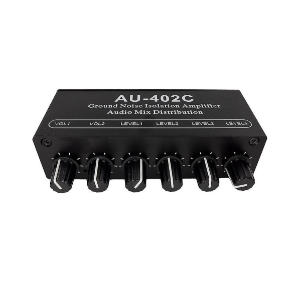 Au-402c Audio Mixed Distributor Signal Selector Switcher 4 Input 2 Output Rca Tone Volumkontroller