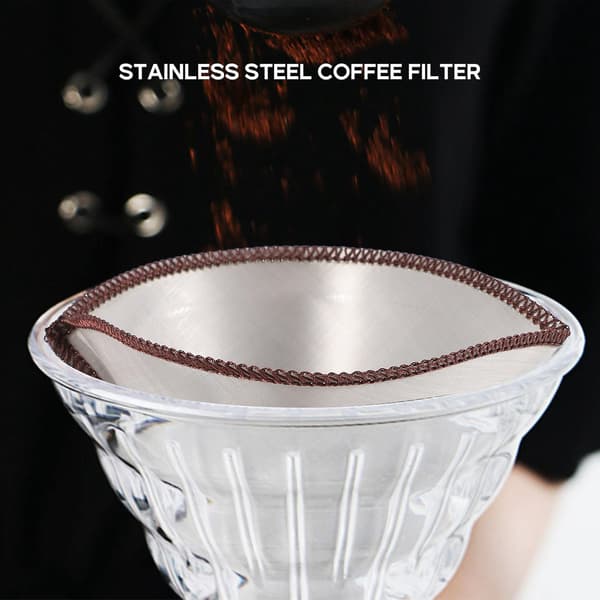 Genanvendelig Hæld-over Kaffe Filter Mesh Papirløs Kaffe Filter Rustfrit Stål Kegle Filter 3 Til 4 Kopper