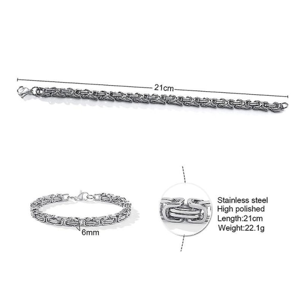 Titanium Link Armbånd, Firkant Byzantinsk Rustfrit Stål Stil