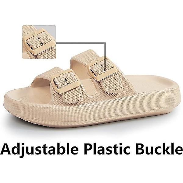 Sandaler för kvinnor och män - Kuddtövlor - Dubbelspänne Justerbara Slides - Eva Platta Sandaler khaki 39-40
