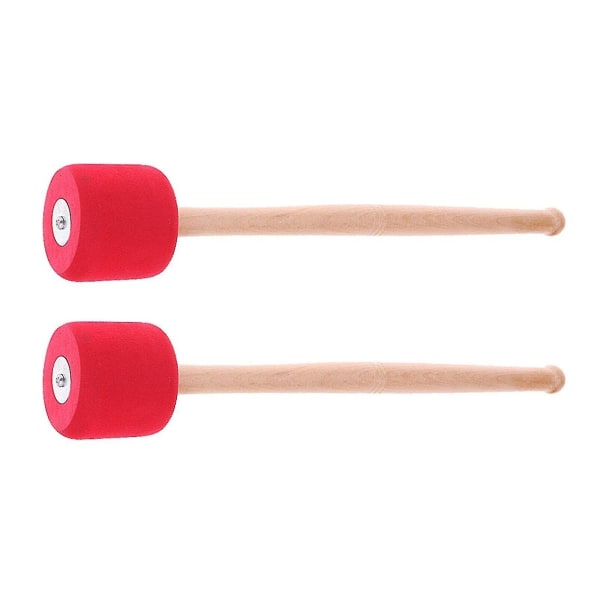 Bastromme Gong Mallet Med Eg Håndgreb Percussion Bas Stick. (rød) (2 stk)