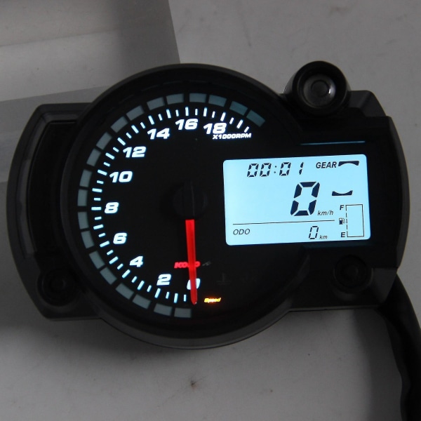 Universal 7-fargers LCD digital motorsykkel kilometerteller speedometer måler instrument justerbar maks 299 km