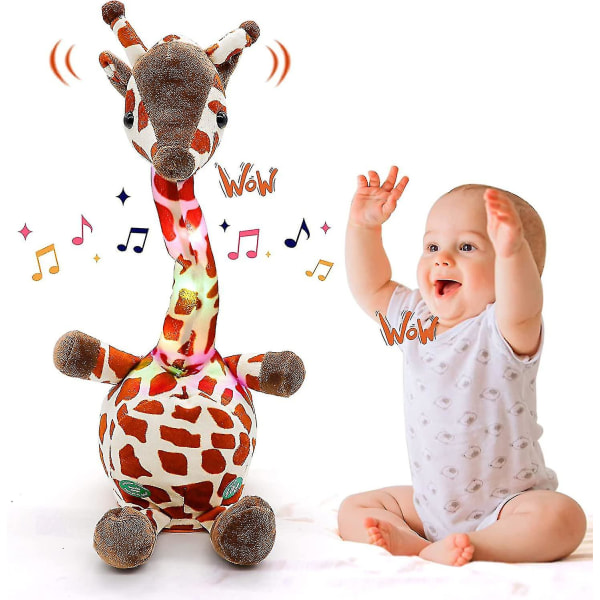 Dansende giraff,siraffleketøy,siraffleker for barn som gjentar ordene dine,dansende sjiraffplysj for babyer som snakker og repeterer hjemmedekorasjon Chi