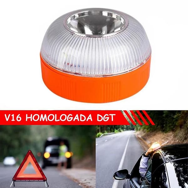 V16 Nødblinklys for Bil USB Oppladbart Nødblinklys LED Veiblinkende Advarselslys for