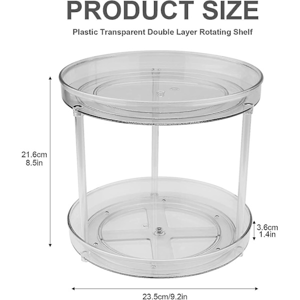 Levypöytäjärjestäjä, 2-tasoinen Lazy Susan -kaapin järjestäjä, levypöytä maustehylly keittiökaappiin, Lazy Susan -levypöytä mausteiden säilytykseen ruokakomeroon, setti
