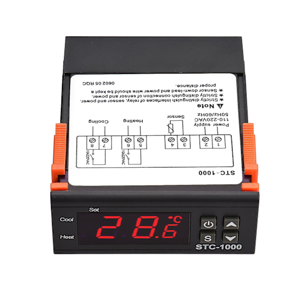 Digital temperaturregulator STC-1000 intelligent temperaturregulator AC 110~220v køleskabs termostat understøtter opvarmning/køling/temperaturkorrektion