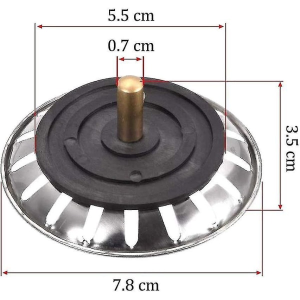 2 stk kjøkkenvask silplugg i rustfritt stål for hjemmet Uk vasker, diameter:79mm