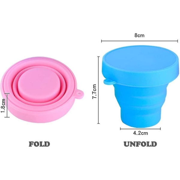 Sammenleggbar kopp Kompakt silikon, gjenbrukbar matvaregodkjent sammenleggbar krus med lokk, utvidbart uttrekkbart drikkesett, bærbar, lommestørrelse for utendørsbruk