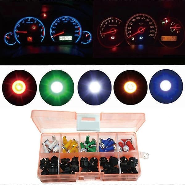 Bil Auto PC74 T5 LED Twist Socket Instrumentpanel Kluster Plug Dash Ljus Mix Glödlampa Grön Röd Blå