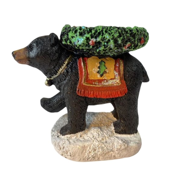 Harpiks Black Bear Lysestage Letvægts Brugervenlig Ornament Til Bord Bogreol Pejseindretning