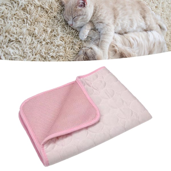 Pink Pet Cooling Mat til sommer - Åndbar og komfortabel ispude, S størrelse (op til 4kg/8.8lb)