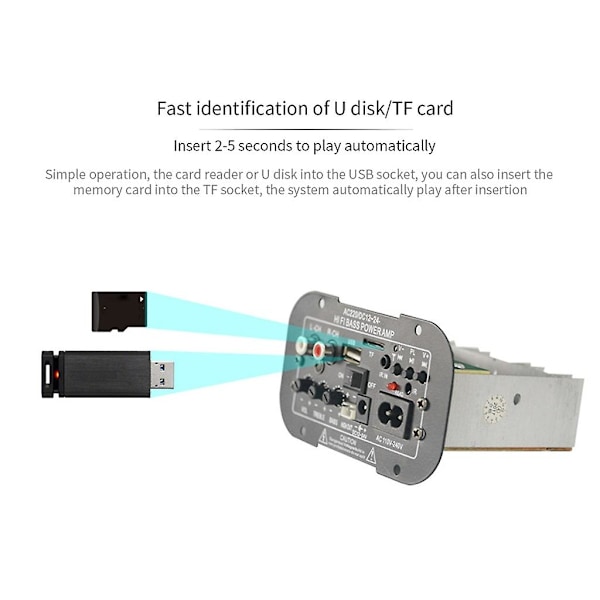 Usb Tf-spiller Subwoofer-forsterkerkort Bluetooth-kompatibel Støtte Mobiltelefon