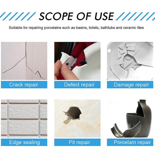 Porcelæn Reparationskit, Glasfiber Badekar Reparationskit Til Hvidt Badekar, Fliser Badekar
