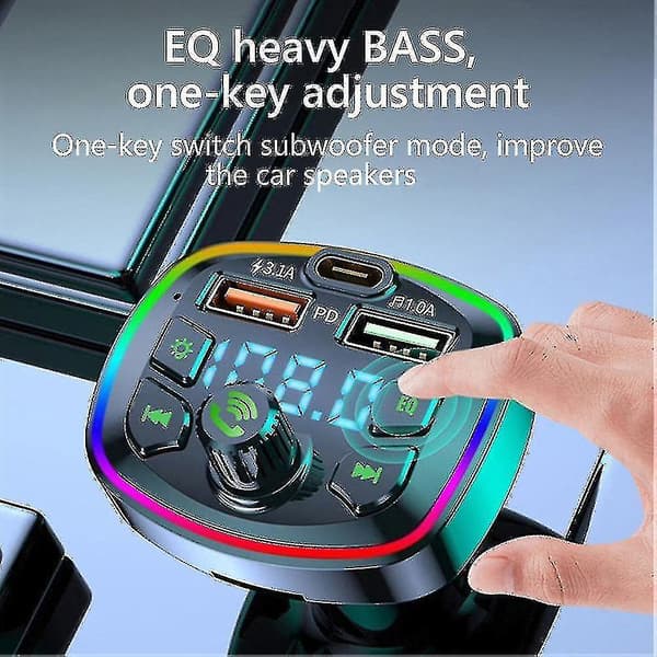 Bil Bluetooth Trådløs Fm Transmitter 2 Usb Opladere Med Lys Modtager Adapter