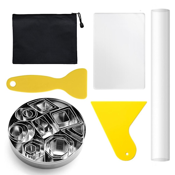 28 stk rustfritt stål punch cutter bakeform akryl leire rulle skraper sett for leire keramikk håndverk diy making
