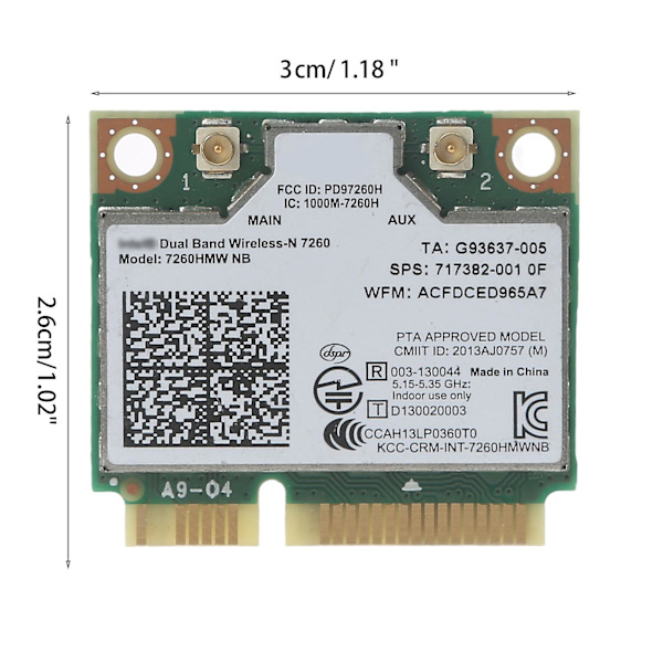 Dual Band 2.4G/5G til Intel Wireless Notwork Card 7260 7260NB 7260HMW til NB PCI