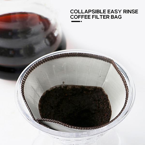 Genanvendelig Hæld-over Kaffe Filter Mesh Papirløs Kaffe Filter Rustfrit Stål Kegle Filter 3 Til 4 Kopper