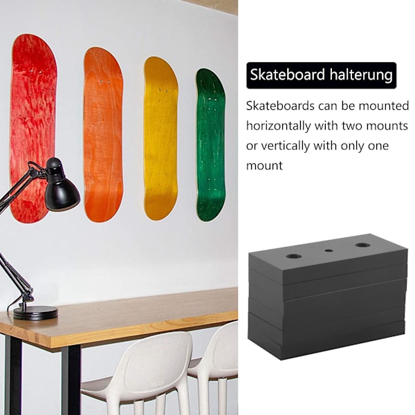 6 stk. Skateboard Flydende Dæk Display Vægmontering Rack Holder Hanger Fit Home Storage Display
