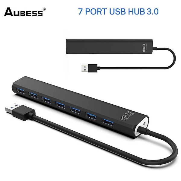 Multi USB Splitter 5gbps 7 portar USB Expander USB 3.0 Hub Dock Adapter Port Flera