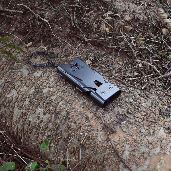 Nödvisselpipa 3 rör Hög decibel Metallvisselpipa med sladd, Vandringssignalvisselpipor, Överlevnadsvisselpipa
