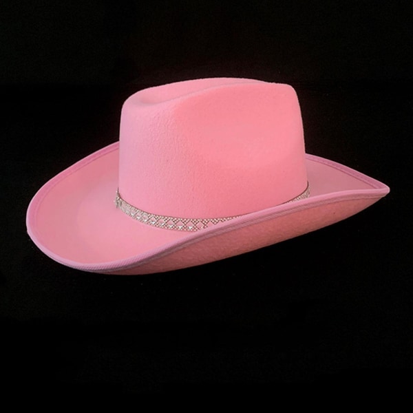Western Style Rhinestone Dekor Filt Cowboy Hat Cowgirl Cosplay Festtilbehør