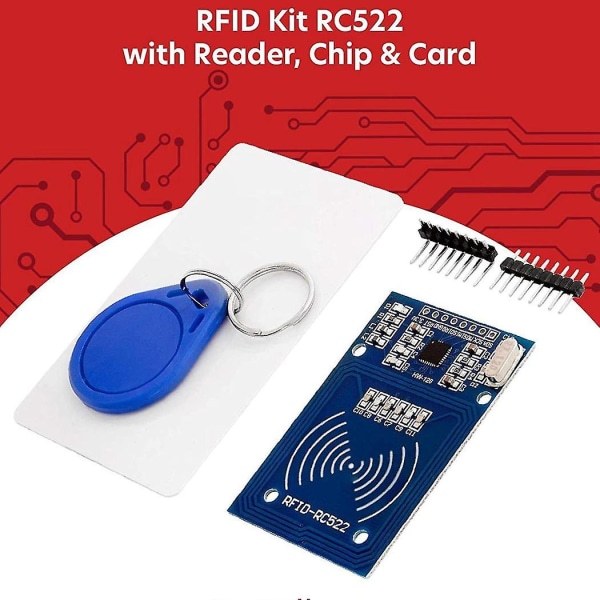 RFID-kit RC522 med läsare, chip och kort 13,56 MHz SPI-kompatibel med kompatibel Arduino och kompatibel Raspberry Pi