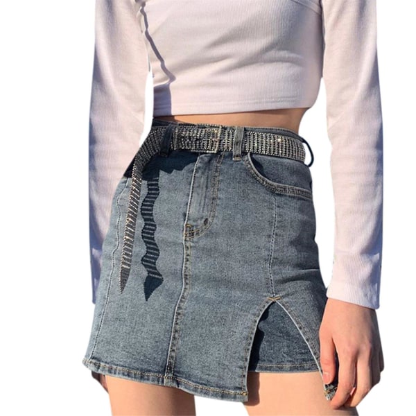 Vårskjørt for kvinner 2023 - Dame High Waist Casual A-line Denim Sexy Short Jean Skirt