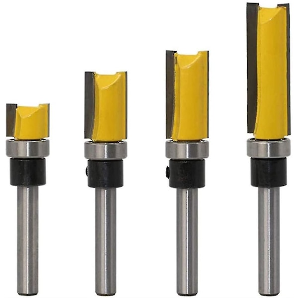 1/2\" Diameter Flush Trim Mønster Skabelon Fræser Sæt Træ Top Leje Fræsning Skærer Værktøj Med 1/4 Tommer Skaft Flush Trim Fræser Træbearbejdning Fræsning C