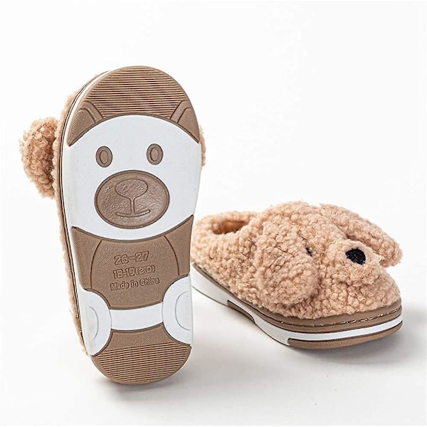 Gutter og jenter varme plysj dyreslippers barn vinter innendørs husholdningssko teddy dog 7-8 toddler