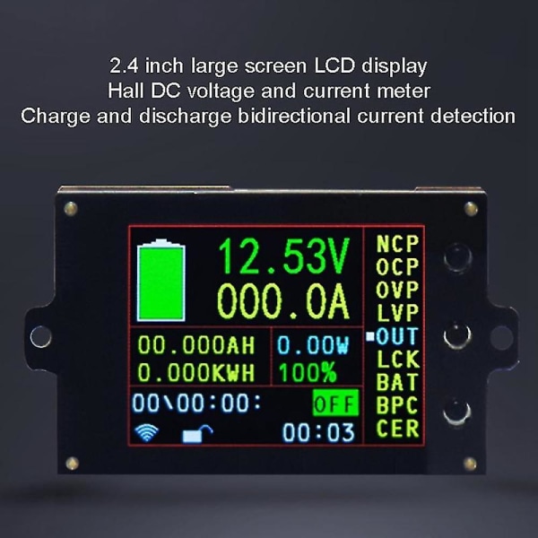 Hall Dc 500v 200a trådlös spänningsmätare Amperemeter 2,4 tum färgskärm Kapacitet Power